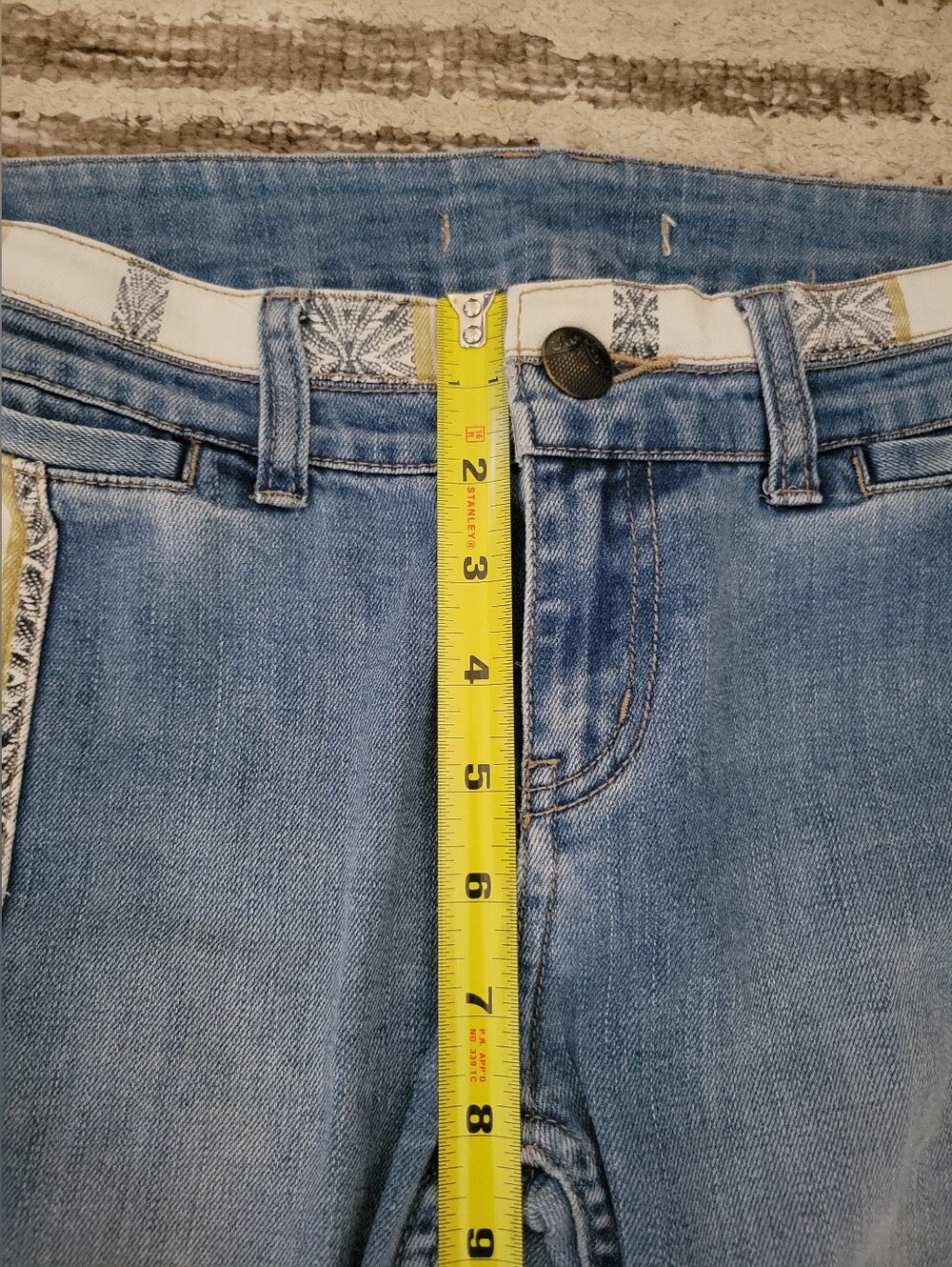 Free People Danica Boho Vintage Striped Flare Jeans Mid Rise 26W31L - Picture 6 of 10